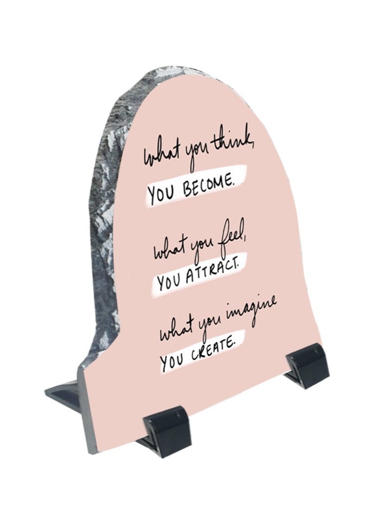 Service Zone - Protective Printed White Rock Shape Marble Photo Frame for Table Top What You Think You Become - Image 1