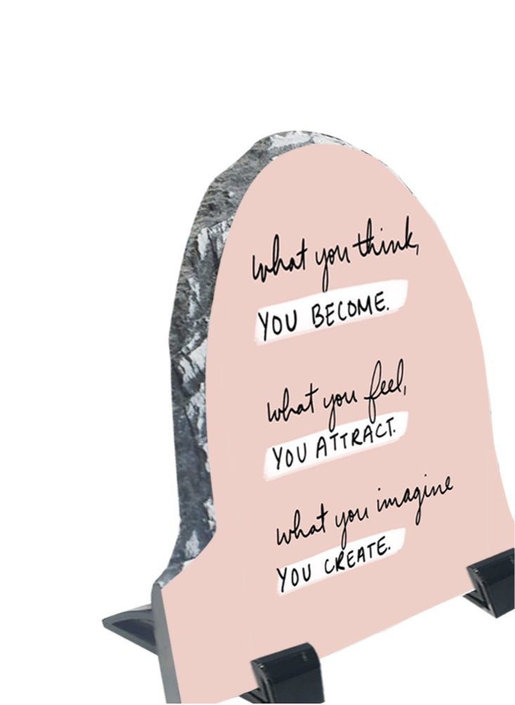 Service Zone - Protective Printed White Rock Shape Marble Photo Frame for Table Top What You Think You Become - Image 1