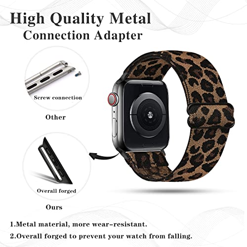 DYSHAYEN Stretchy Nylon Watch Band Compatible with Apple Watch 38mm 40mm 41mm 42mm 44mm 45mm,Adjustable Sport Elastic Women Men Strap for iWatch Series 7 6 5 4 3 2 1 SE(Leopard,38MM/40MM/41MM) - Image 4