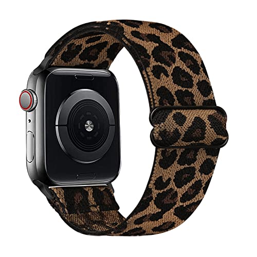 DYSHAYEN Stretchy Nylon Watch Band Compatible with Apple Watch 38mm 40mm 41mm 42mm 44mm 45mm,Adjustable Sport Elastic Women Men Strap for iWatch Series 7 6 5 4 3 2 1 SE(Leopard,38MM/40MM/41MM) - Image 1