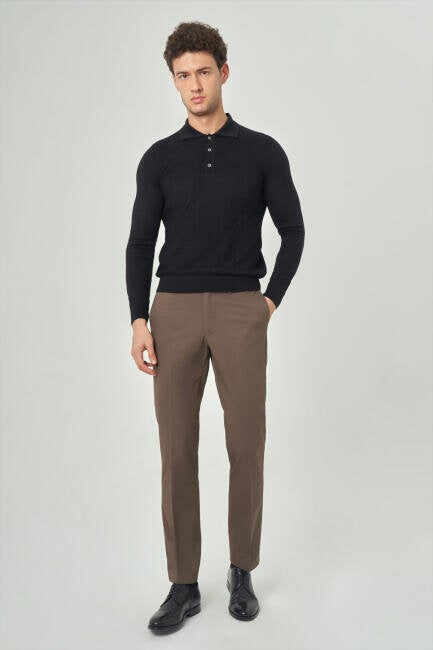 Bisse Men's Polo Neck Buttoned Knitwear BLACK TR21K21202_D99  - Image 4