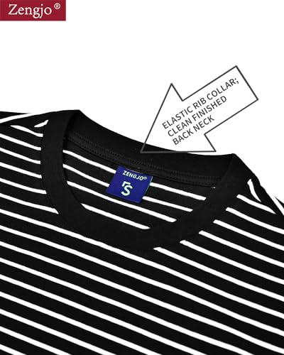 Zengjo Long Sleeve Striped Shirt(L,Black&White Narrow) - Image 4