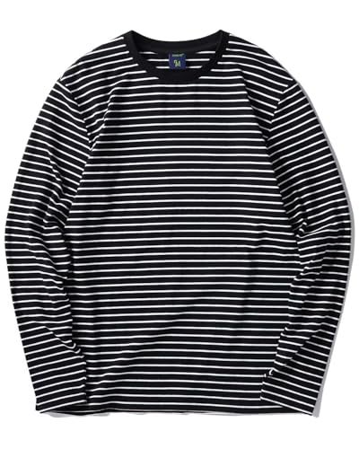 Zengjo Long Sleeve Striped Shirt(L,Black&White Narrow) - Image 3
