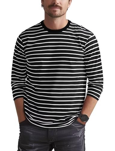 Zengjo Long Sleeve Striped Shirt(L,Black&White Narrow) - Image 1
