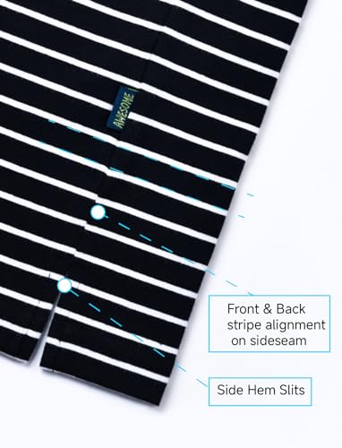 Zengjo Long Sleeve Striped Shirt(L,Black&White Narrow) - Image 5