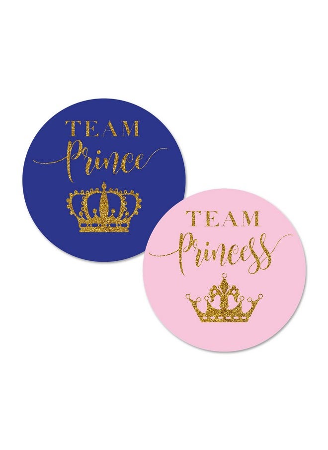 MAGJUCHE - Team Prince Team Princess Gender Reveal Stickers 40 2 Inch Gold Glitter Baby Shower Sticker Labels - Image 1