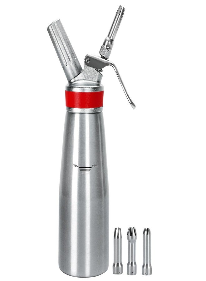 Ajimy Whipped Cream Dispenser Professional Whip Cream Canister Aluminum Whipped Cream Maker with 3 Decorating Stainless Nozzles - N2o Chargers (Not Included) - Image 1