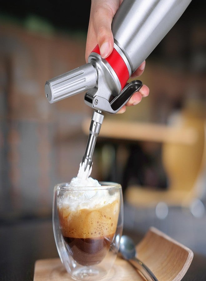 Ajimy Whipped Cream Dispenser Professional Whip Cream Canister Aluminum Whipped Cream Maker with 3 Decorating Stainless Nozzles - N2o Chargers (Not Included) - Image 3
