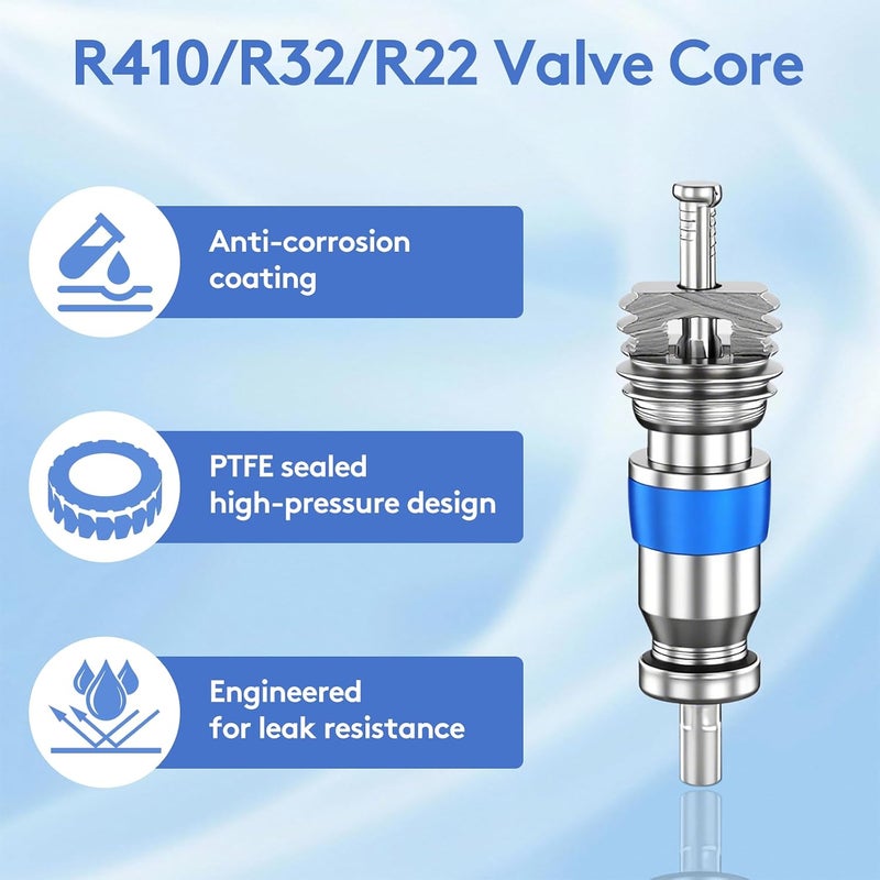 لب صمام لسائل التبريد R410A وR32 وR22، عالي الضغط مع سداد من PTFE - قطعة بديلة لأنظمة التدفئة والتهوية وتكييف الهواء والتبريد (عبوة من 50) - Image 3