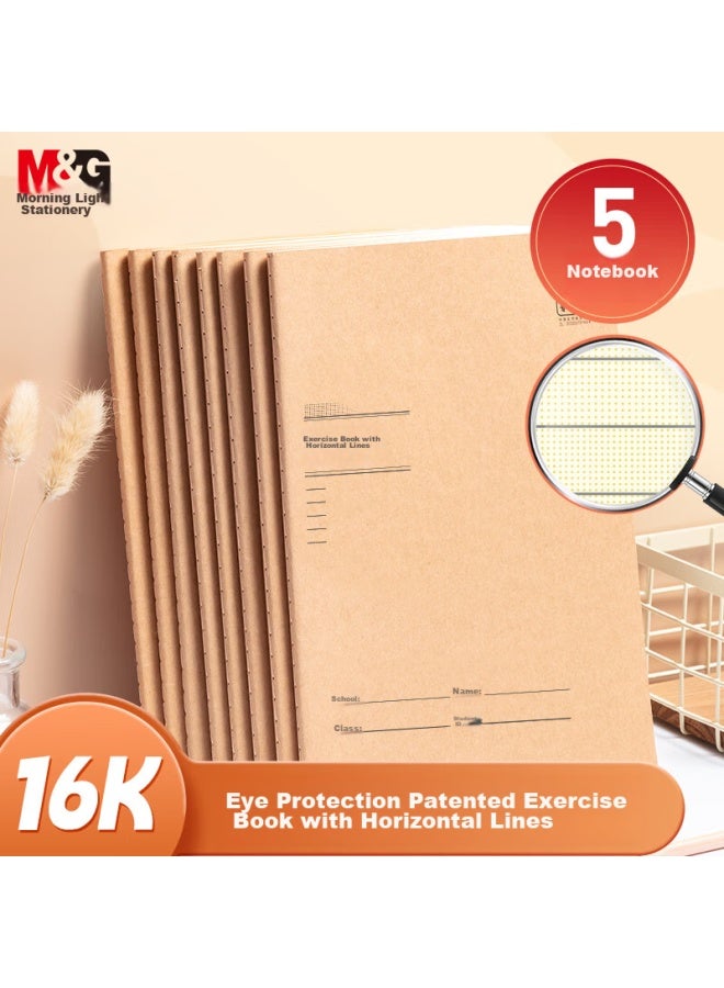 ام اند جي M&g Stationery دفتر تمارين مسطر 16k صديق للعيون 32 ورقة دفتر مخيط ورق كرافت دفتر ممارسة الطالب تصحيح الأخطاء 5 عبوات F16101y1 - Image 1