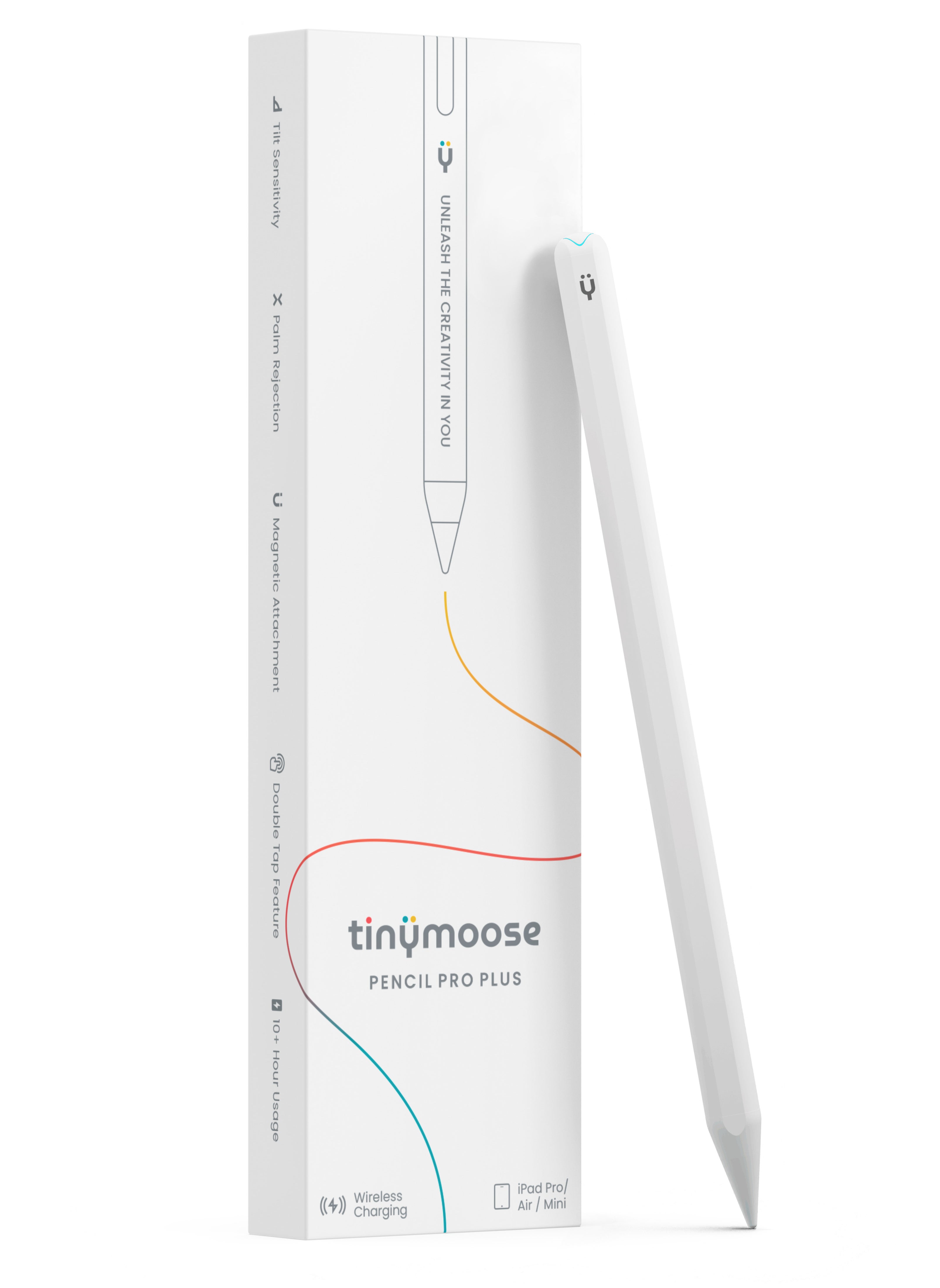 TinyMoose 2nd Generation Stylus Pen with Wireless Charging Pencil Pro Plus For Apple iPad Pro 11/12.9, iPad Mini 6, iPad Air 4/5, compatible with iPads Air/Mini/Pro 2023 and below - White 