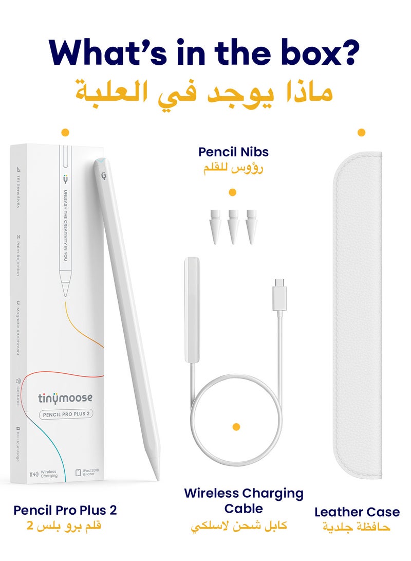 TinyMoose 2nd Generation Stylus Pen with Wireless Charging Pencil Pro Plus For Apple iPad Pro , iPad Mini, iPad Air, compatible with iPads Air / Mini / Pro - White - Image 2