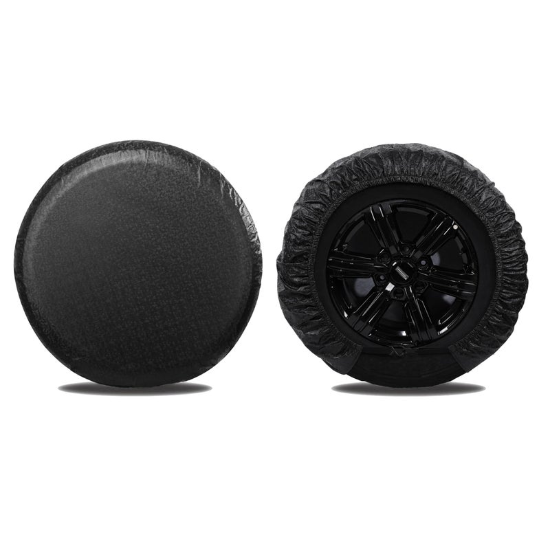 MOONET Tire Covers for RV Wheel (2 Pack Black), Oxford Waterproof UV Sun Protectors for Motorhome Boat Trailer Camper Van SUV, D74cm x H28cm for Diameter 27"-29" - Image 1