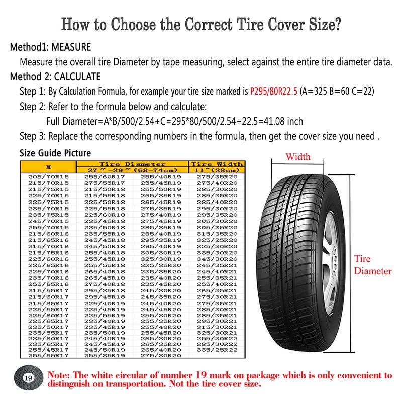 MOONET Tire Covers for RV Wheel (2 Pack Black), Oxford Waterproof UV Sun Protectors for Motorhome Boat Trailer Camper Van SUV, D74cm x H28cm for Diameter 27"-29" - Image 2