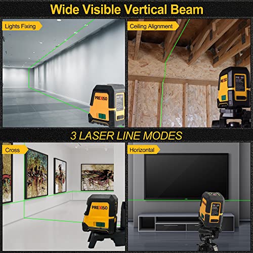 PREXISO Laser Level Self Leveling 100Ft Rechargeable Cross Line Laser Green Line leveler Tool for Construction Floor Tile Home Renovation with Magnetic Pivoting Base Target Plate Carry Bag - Image 3