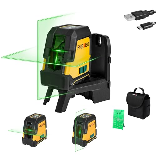 PREXISO Laser Level Self Leveling 100Ft Rechargeable Cross Line Laser Green Line leveler Tool for Construction Floor Tile Home Renovation with Magnetic Pivoting Base Target Plate Carry Bag - Image 1