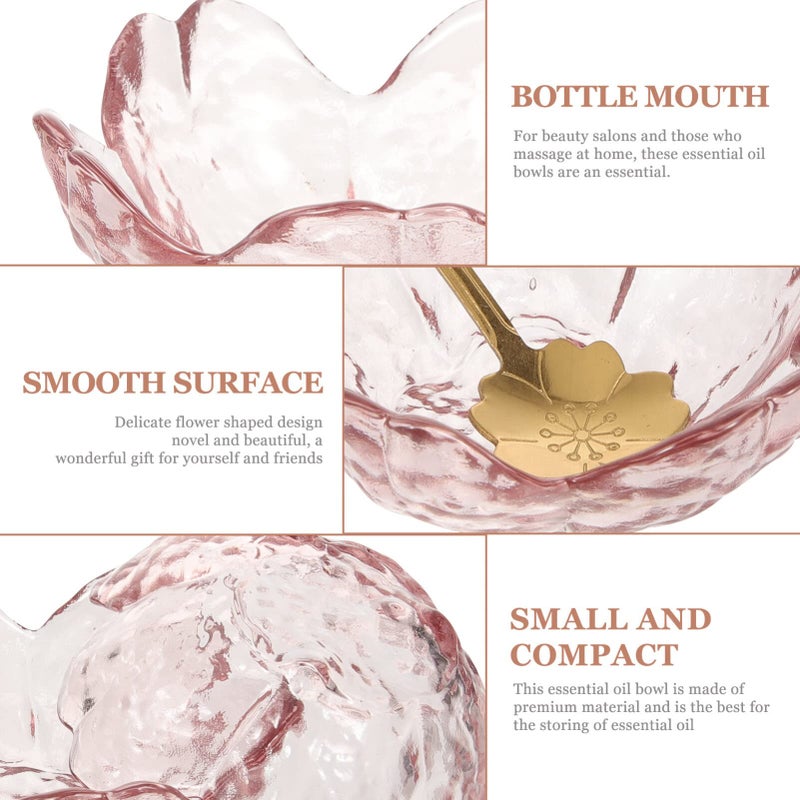 Beaupretty Pink Face Mask 2 Sets Facial Masks Mixing Bowls Shaped Bowls with Metal Spoons Essential Oil Bowl for Home Salon Skin Care Mask - Image 5