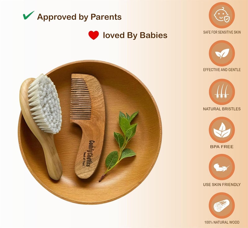 Comfy Cheeks Baby Hair Brush for Infants – Soft Bristles for Newborns | Gentle Wooden Brush for Baby Hair Grooming | Safe Scalp Massage for Toddlers | Natural & Non-Toxic Brush | Suitable from 0 Month+ - Image 4