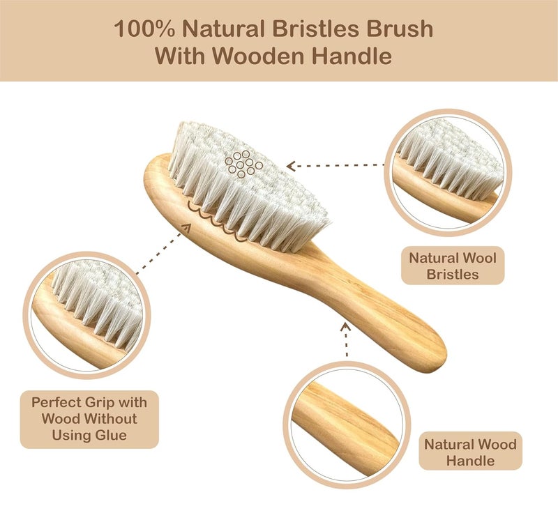 Comfy Cheeks Baby Hair Brush for Infants – Soft Bristles for Newborns | Gentle Wooden Brush for Baby Hair Grooming | Safe Scalp Massage for Toddlers | Natural & Non-Toxic Brush | Suitable from 0 Month+ - Image 2