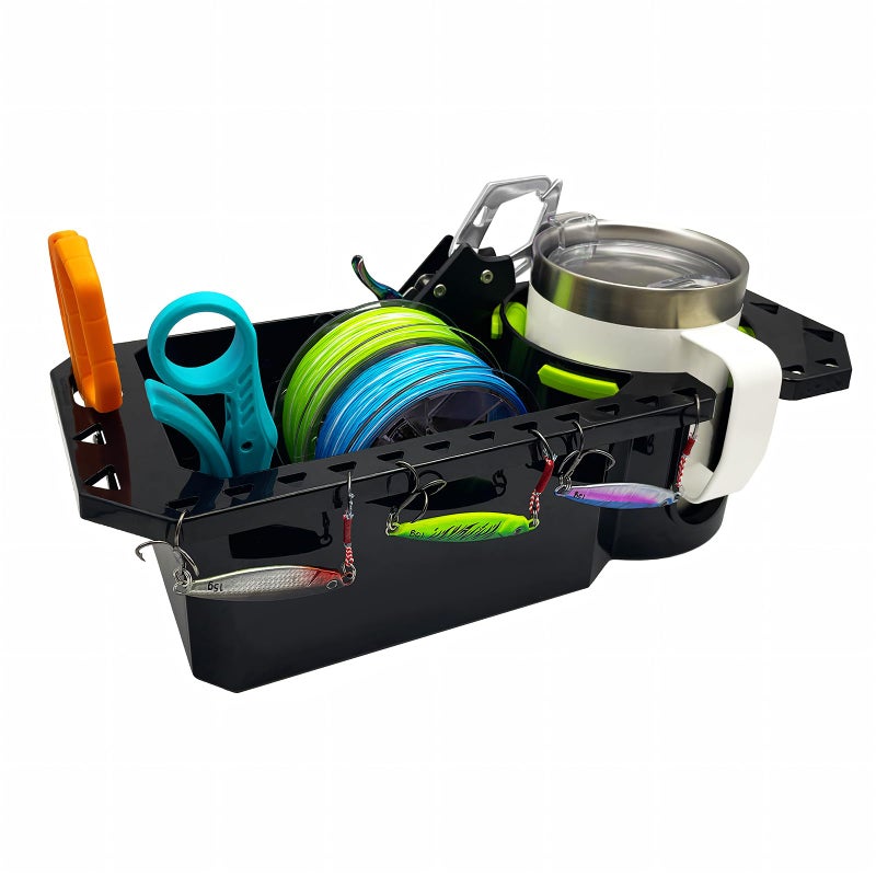 Gocozer Boat Cup Holder with Rubber Tab Boat Accessories Boat Storage Organizer Holder Caddy Universal Fit for Jon Boat Bass Boat Marine Kayak Pontoon Canoe Drill or Adhesive 2 Ways InstallationBlack1PCS - Image 2