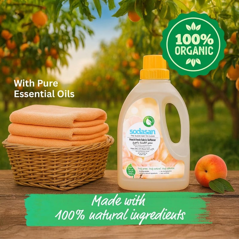 sodasan 100% Natural Peach Fabric Softener 750ml - Image 4