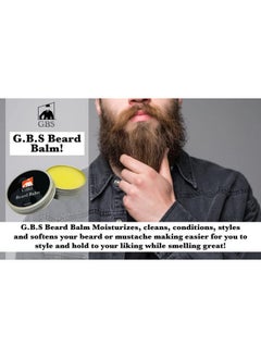 G.B.S G.B.S Beard Balm with Citrus Scent - Styles, Strengthens & Softens Beards & Mustaches - Leave in Conditioner Wax for Men (1 Pack)  - Image 3