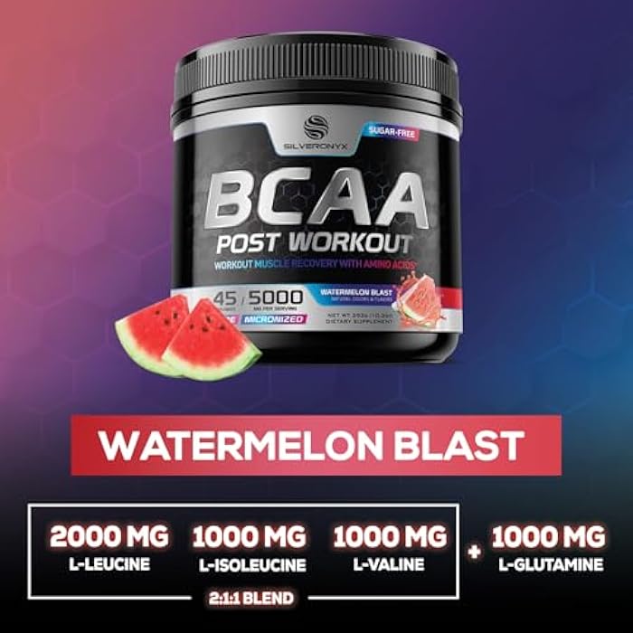SilverOnyx Muscle Recovery Drink Powder with BCAA, L-Glutamine & Amino Acids - Best Muscle Recovery Supplements for Post Workout - Sugar Free, Branched Chain Amino Acid Supplement for Women & Men - 45 Servings - Image 3