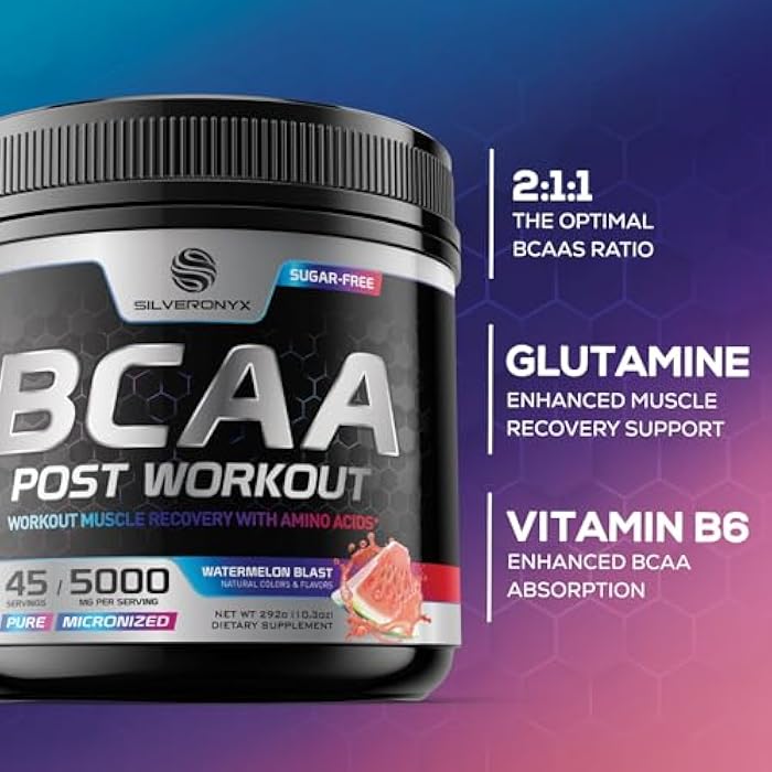 SilverOnyx Muscle Recovery Drink Powder with BCAA, L-Glutamine & Amino Acids - Best Muscle Recovery Supplements for Post Workout - Sugar Free, Branched Chain Amino Acid Supplement for Women & Men - 45 Servings - Image 5