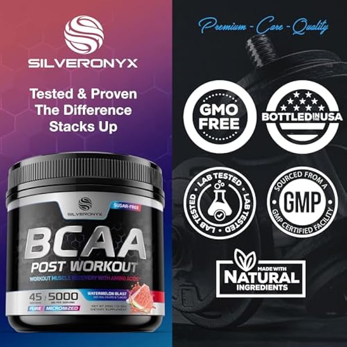 SilverOnyx Muscle Recovery Drink Powder with BCAA, L-Glutamine & Amino Acids - Best Muscle Recovery Supplements for Post Workout - Sugar Free, Branched Chain Amino Acid Supplement for Women & Men - 45 Servings - Image 4