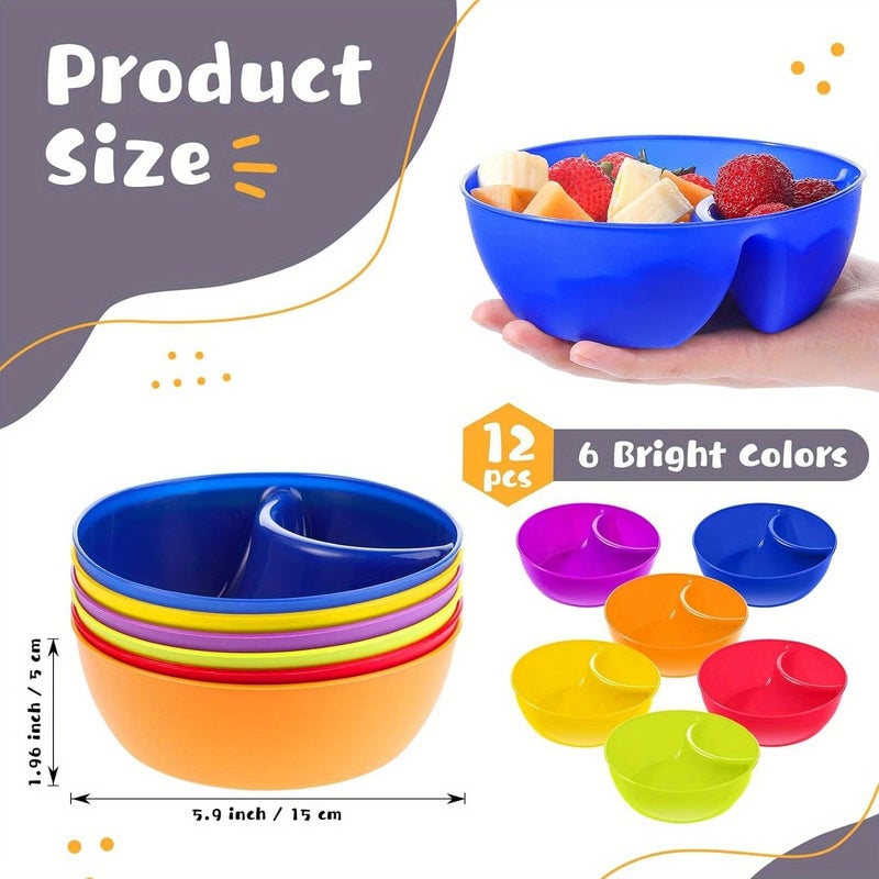 12 Multicolor Stackable Snack Bowls Microwave Dishwasher Safe Anti Soggy For Chips Salsa Nuts Party - Image 3