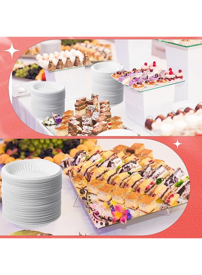 KASTWAVE Small Paper Plates   Heavy Duty White Disposable Cake And Dessert Plates, Uncoated Round Appetizer Tableware For Weddings, Graduations, Christmas Parties, And Holidays (50 Pack,4 Inch,White) - Image 5