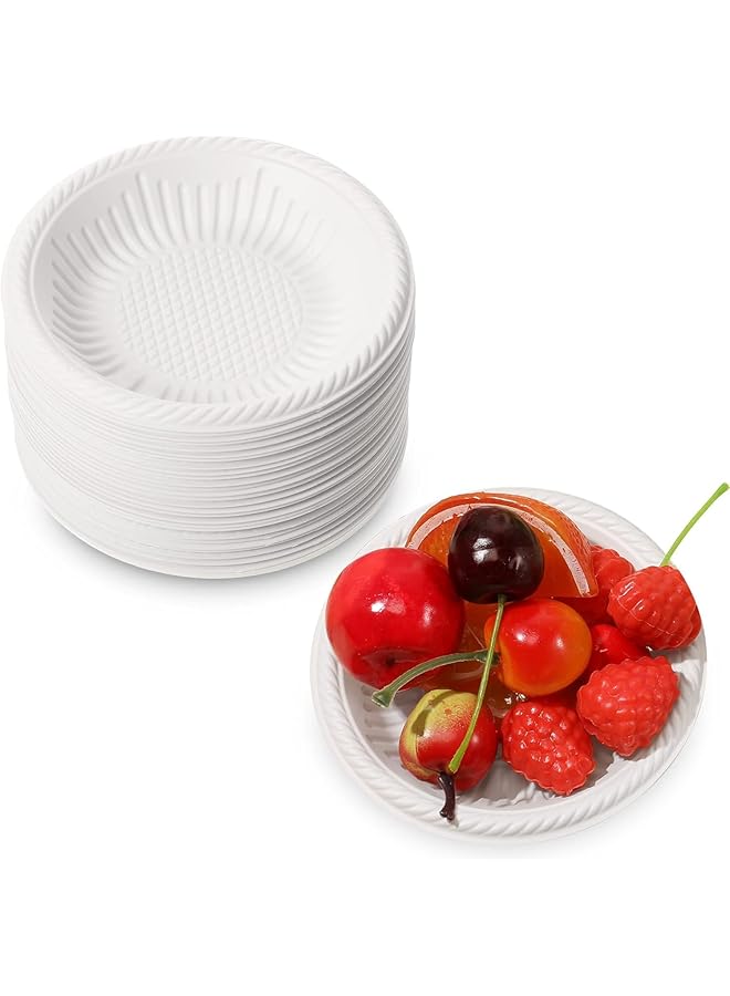 KASTWAVE Small Paper Plates   Heavy Duty White Disposable Cake And Dessert Plates, Uncoated Round Appetizer Tableware For Weddings, Graduations, Christmas Parties, And Holidays (50 Pack,4 Inch,White) - Image 1