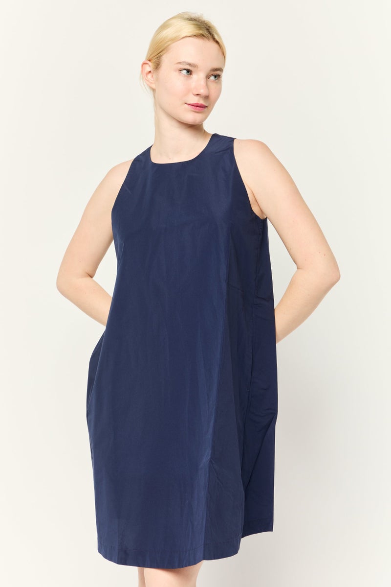 ESPRIT Women Solid A-Lined Mini Dress, Navy - Image 1