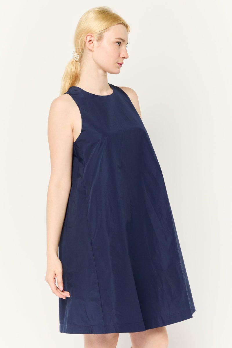 ESPRIT Women Solid A-Lined Mini Dress, Navy - Image 3