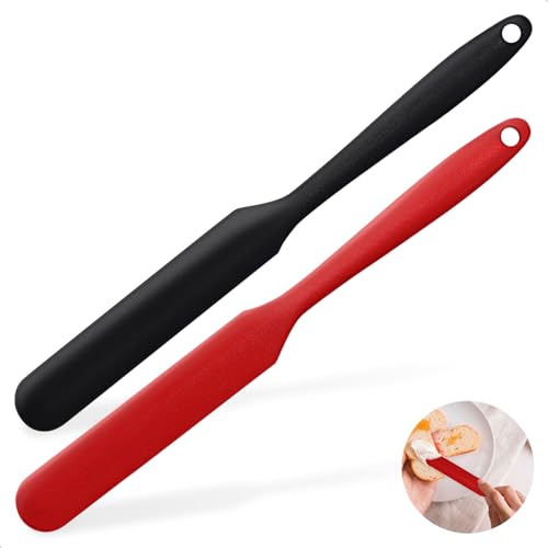 MOJOTORY Silicone Jar Scraper with Long Handle, Jam Spreader for Peanut Butter, Kitchen Spatula for Baking and Cake Icing, Small Silicone Spatula, 2Pcs - Image 1