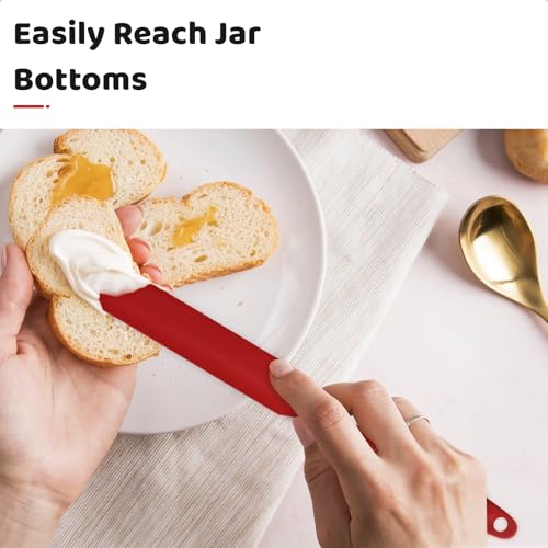 MOJOTORY Silicone Jar Scraper with Long Handle, Jam Spreader for Peanut Butter, Kitchen Spatula for Baking and Cake Icing, Small Silicone Spatula, 2Pcs - Image 4
