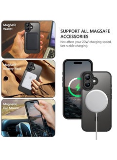 ايليجو لأيفون 16 مع غطاء خلفي مغناطيسي MagSafe، 【حماية مقاومة للصدمات بمعايير عسكرية】 ظهر شفاف غير لامع، غطاء هاتف نحيف مع مغناطيس قوي لأبل 16 (2024) (أسود)  - Image 3