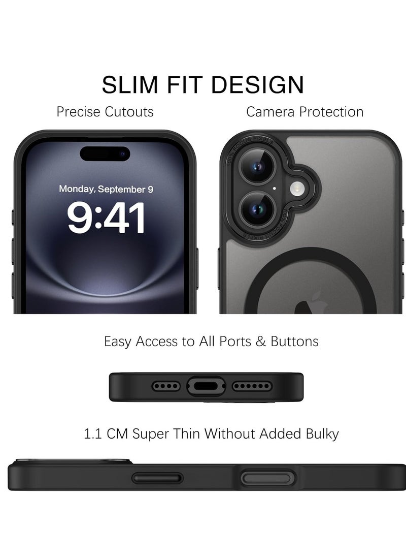 Eligo - iPhone 16 MagSafe Case Magnetic Back Cover,【Full Shockproof Protection】Translucent Matte Back, Slim Phone Cover with Strong Magnet for Apple 16 (2024)(Black) - Image 1