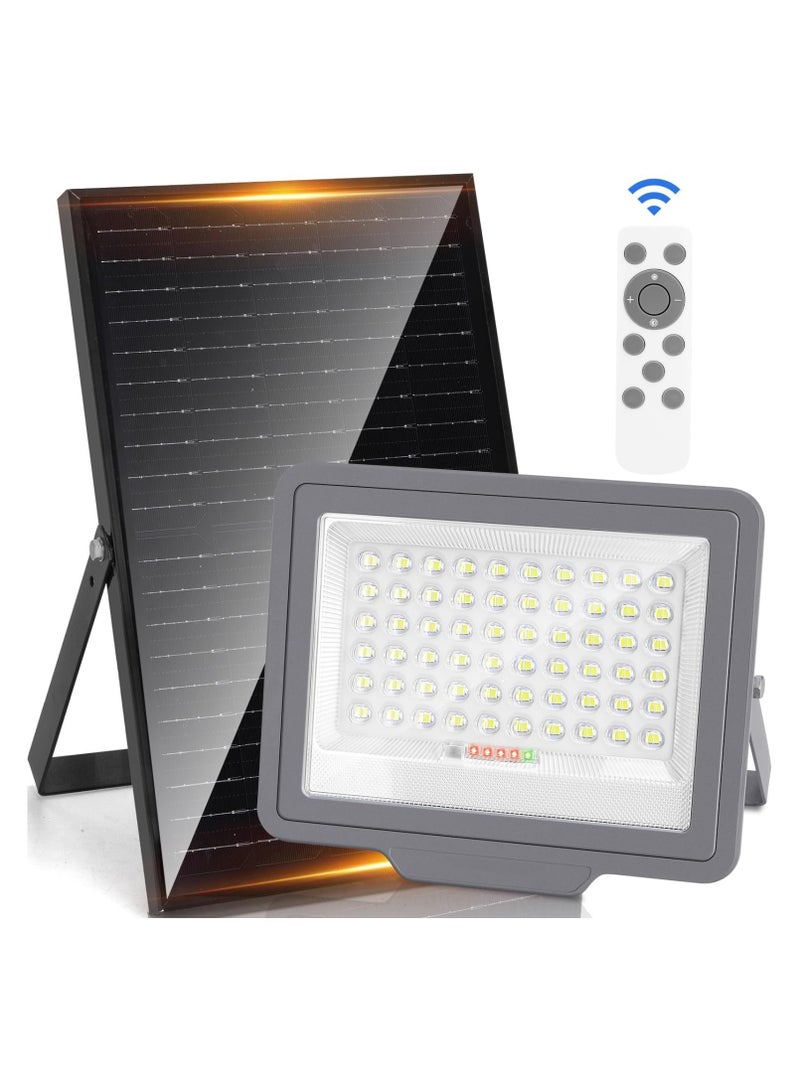 كشاف LED خارجي يعمل بالطاقة الشمسية مع جهاز تحكم عن بعد - بطارية عالية السعة ولوحة شمسية كبيرة - إضاءة مقاومة للماء للحديقة والفناء  - Image 1