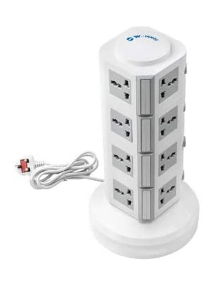 Ntech Universal Vertical Multi Socket 220V Tower Extension Electrical Outlet Lead with USB Ports 3M Cord and UK-Plug Power Strip Multi Charging Station (4 Layers Multi Plug With USB Port, Gray) - Image 2