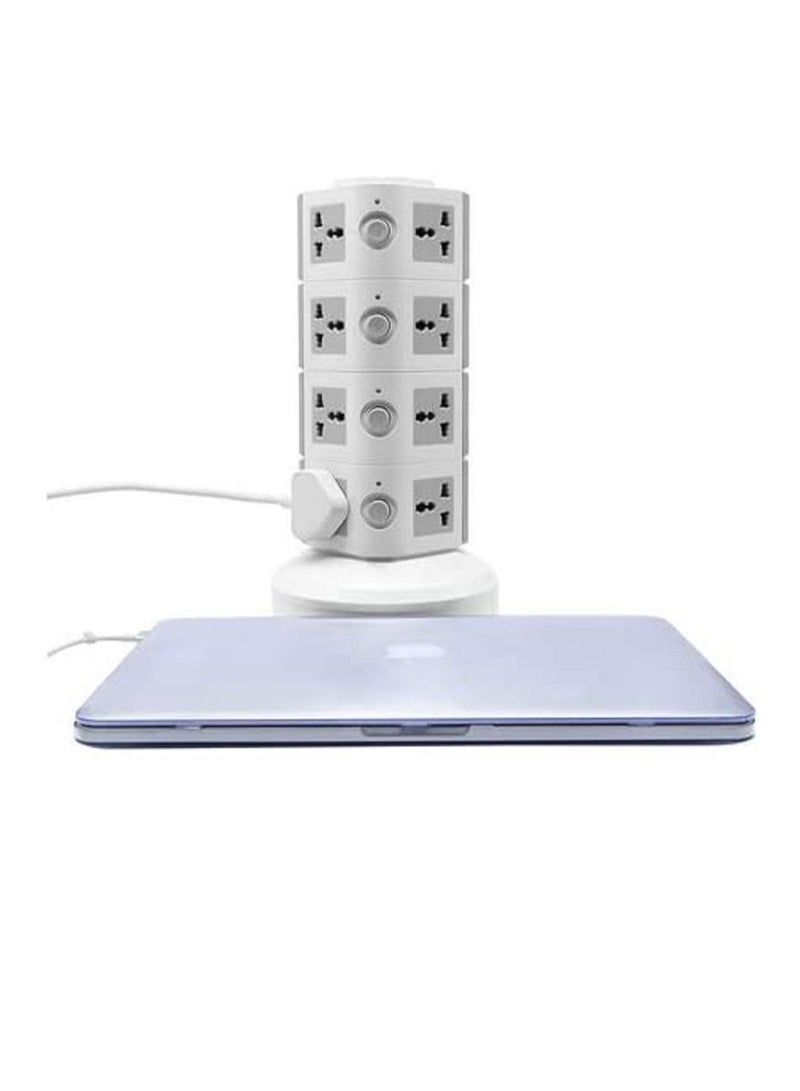 Ntech Universal Vertical Multi Socket 220V Tower Extension Electrical Outlet Lead with USB Ports 3M Cord and UK-Plug Power Strip Multi Charging Station (4 Layers Multi Plug With USB Port, Gray) - Image 3