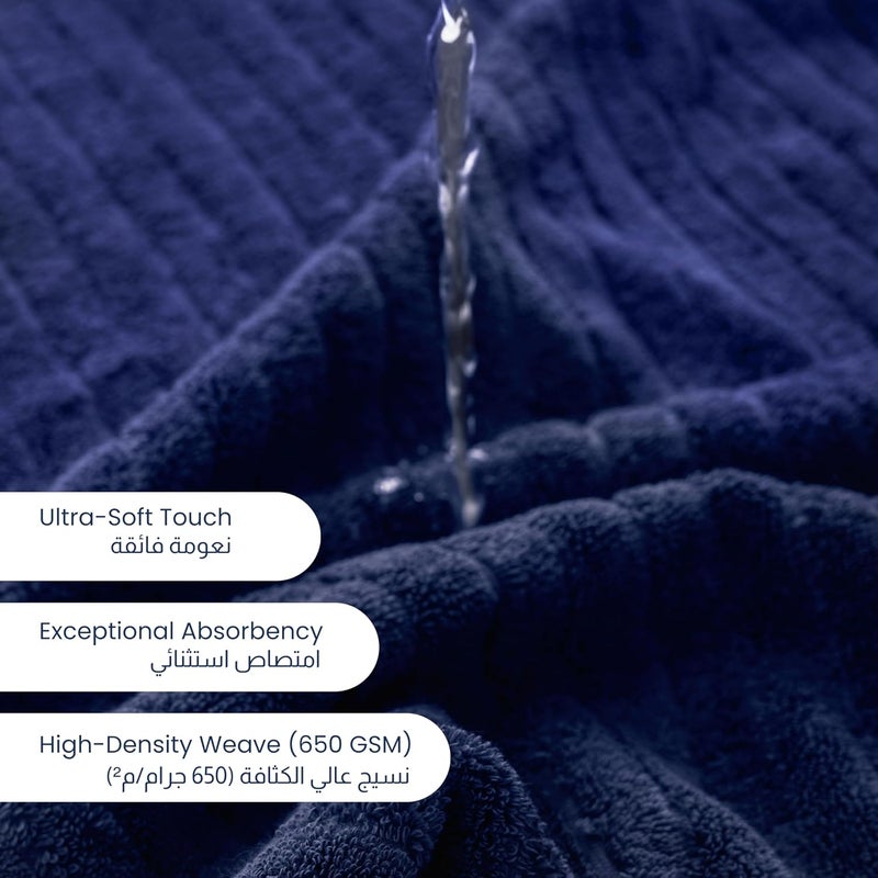 Ariika Grain face towel navy (set of 2) 100x50 cm - Made out of 100% Giza 86 Egyptian cotton Soft, durable, and stylish. - Image 5