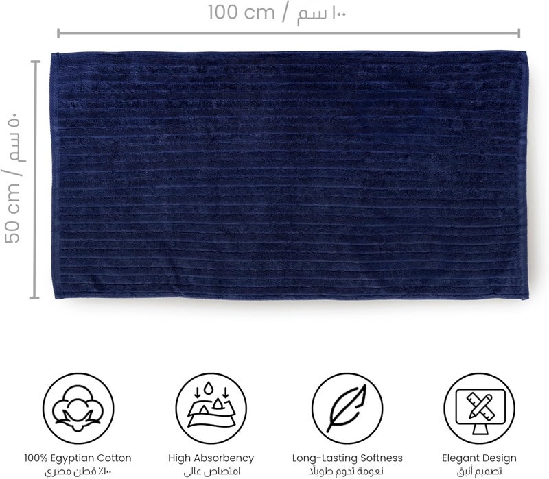 Ariika Grain face towel navy (set of 2) 100x50 cm - Made out of 100% Giza 86 Egyptian cotton Soft, durable, and stylish. - Image 4