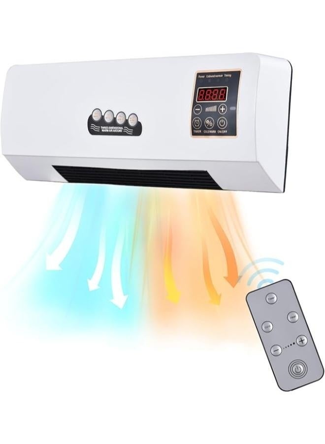 Wish Plus Heater and Air Colling Fan Combo 1800W 2-in-1 Timing Function Heating and Cooling Wall Mounted Electric Air Cooling Fan and Heater Fan with Remote Control for Dormitory Home - Image 1