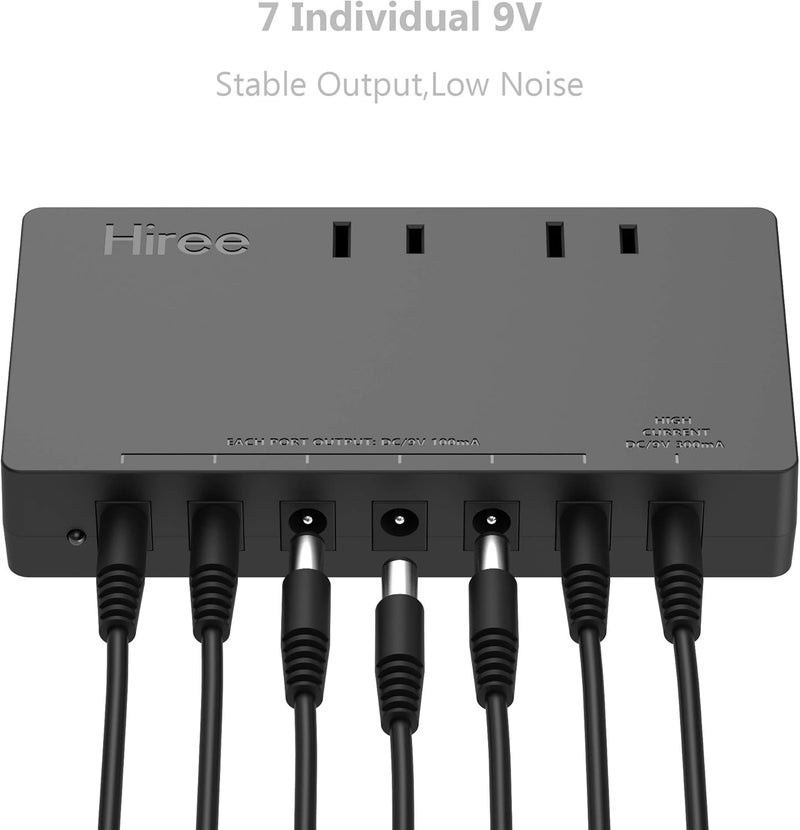 Hiree Guitar Pedal Power Supply 7 DC Output for 9V Effect Pedal Board with 2 AC Outlets for Charging Speaker, Musical Instruments - Image 3