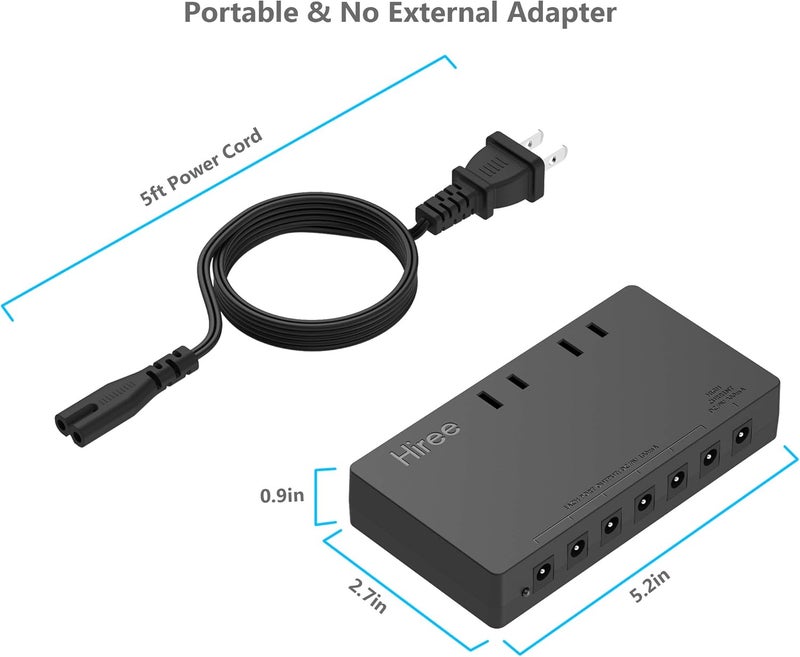 Hiree Guitar Pedal Power Supply 7 DC Output for 9V Effect Pedal Board with 2 AC Outlets for Charging Speaker, Musical Instruments - Image 5