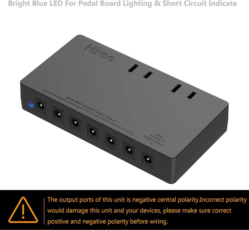 Hiree Guitar Pedal Power Supply 7 DC Output for 9V Effect Pedal Board with 2 AC Outlets for Charging Speaker, Musical Instruments - Image 4