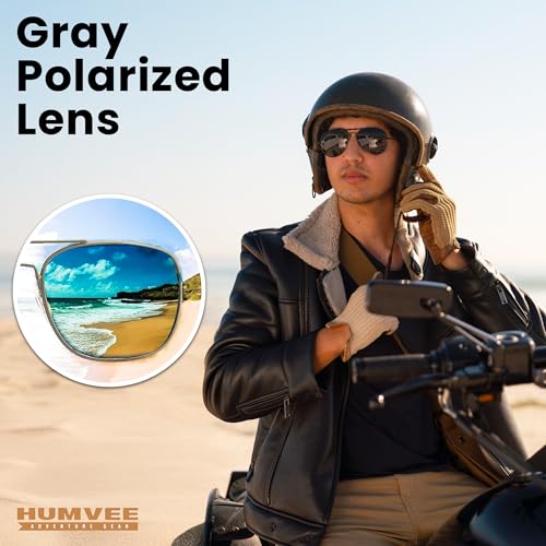CAMPCO HUMVEE Polarized Aviator Sunglasses for Men & Women – Gold Frame, Gray Lens, UV400 – Great for Driving, Fishing, Gifts - Image 5