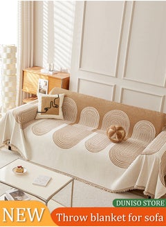 DUNISO Sofa blanket, thick chenille tassels sofa blanket, towel blanket, fully wrapped furniture protective cover, dustproof and anti slip, suitable for all seasons, suitable for double sofa, 180 * 230cm  - Image 1
