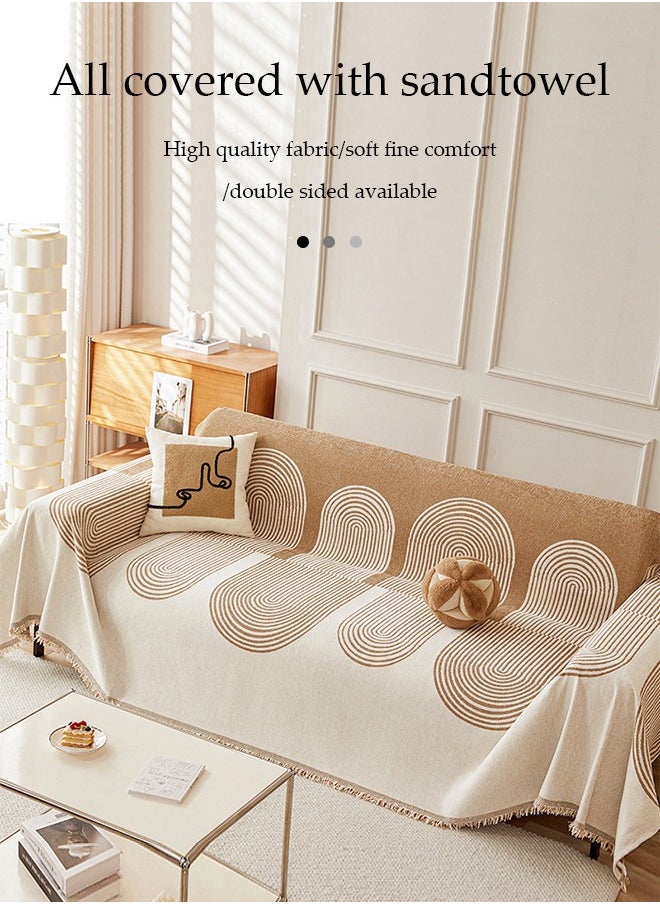 DUNISO - Sofa blanket, thick chenille tassels sofa blanket, towel blanket, fully wrapped furniture protective cover, dustproof and anti slip, suitable for all seasons, suitable for double sofa, 180 * 230cm - Image 1